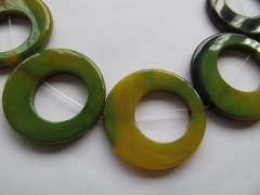 high quality 50mm full strand natural agate onyx round oval loop circles Donut stone green yellow red white black mix bead neckl