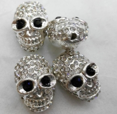 12pcs 12x18mm micro pave brass skull spacer bead skeleton buddha charm beads hematite silver gold co