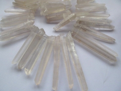 Genuine clear white Quartz 15-50mm full strand Natural Rock Quartz ,sharp spikes freeform matte face