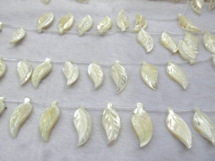 wholesale 2strands 15x30mm Genuine MOP Shell ,Pearl Shell beads ,leaf tree leaves polished shell pen