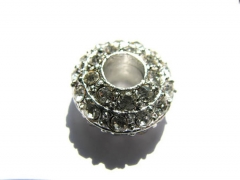 Large hole--20pcs 7x12mm Micro Pave CZ Spacer silver gold Brass Cubic Zirconia rondelle spacer beads
