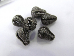 AAA GRADE 12pcs 10x15mm Micro Pave cubic zirconia spacer beads Rice Barrel Drum drop carved gunmetal charm connector