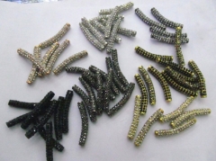 High Quality 20pcs 6x30mm Micro Pave Crystal Rhinestone Sideway Tube Bracelet Connector - Curve Pave