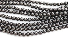 free ship--30strands 8mm genuine jet gemstone Round Ball black jet Nekclace Gemstone Loose Beads