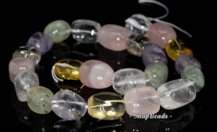 24x14-12x10mm Amethyst Citrine Prehnite Lemon Smoky Rose Mix Quartz Gemstone Nugget Loose Beads 7 inch Half Strand(90191049-B38-