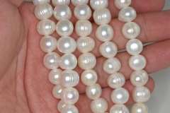 10-11MM Natural Pearl Gemstone White Grade A Round Loose Beads 15 inch Full Strand (90190746-B84)