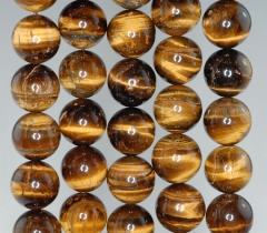 12mm Cognac Tiger Eye Gemstone Grade AB Round Loose Beads 7.5 inch Half Strand (90186195-732)