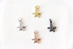 CZ Micro Pave 15mm Starfish Charm with Jump Ring