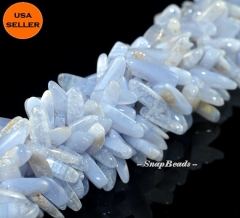 Chalcedony Blue Lace Agate Gemstones Pebble Sticks Chips 23X8MM Loose Beads 8 inch Half Strand (90108513-106)