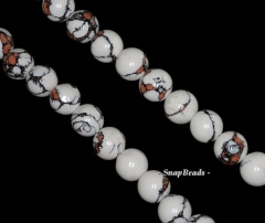 12mm Matrix Turquoise Gemstone White Orange Round 12mm Loose Beads 15.5 inch Full Strand (90145218-214)