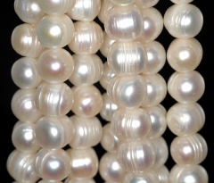 10-11MM Natural Pearl Gemstone White Grade A Round Loose Beads 15 inch Full Strand (90190746-B84)