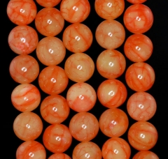 12mm Fire Cracker Jade Gemstone Grade AA Orange Round Loose Beads 16 inch Full Strand (90185306-862)