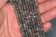 4x3mm Labradorite Gemstone Grade AAA Faceted Rondelle Loose Beads 7.5 inch Half Strand (90186018-113)