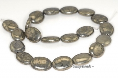 20x15mm Palazzo Iron Pyrite Gemstone Oval 20x15mm Loose Beads 7.5 inch Half Strand (90144882-415)