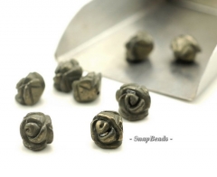 9x6mm Iron Pyrite Gemstone Carved Rose Flower 9x6mm Loose Beads 10 Beads (90189903-92)