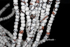 8mm Matrix Turquoise Gemstone White Orange Round 8mm Loose Beads 15.5 inch Full Strand (90146434-214)