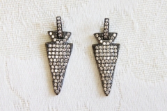 CZ Micro Pave 13x30mm Arrow Pendant with CZ Bail