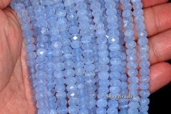 AAA Chalcedony Blue Lace Agate Gemstone Micro Faceted Rondelle 6x4mm 16inch Loose Beads 