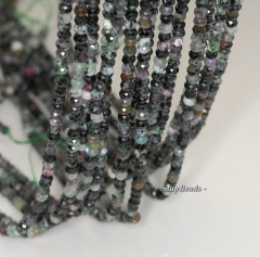 4x3mm Dark Ruby Zoisite Gemstone Grade B Faceted Rondelle Loose Beads 16 inch Full Strand (90192083-341)