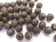 High Quality 100pcs 6-14mm,Bling Micro Pave Crystal Shamballa Ball beads, Micro Pave Hematite Black Jet Rose gold Findings Round