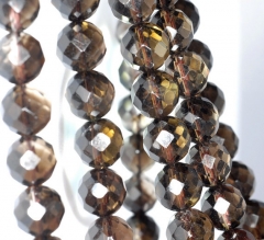 12mm Dark Smoky Quartz Gemstone Grade AA Faceted Round Loose Beads 15 inch Full Strand (90186088-731)