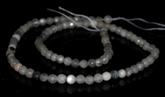 4mm Grey Agate Gemstone Grade AB Faceted Round 4mm Loose Beads 7.5 inch Half Strand (90191927-342)