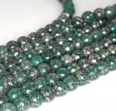 8mm Green Iron Pyrite Inclusions Gemstone Grade A Round 8mm Loose Beads 7.5 inch Half Strand (90191025-180)
