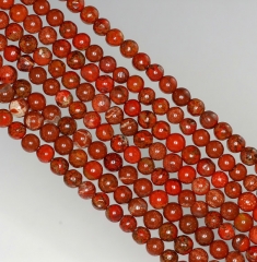 4-5mm Brick Red Jasper Gemstone Dark Brown Round Loose Beads 15 inch Full Strand (90184911-900)