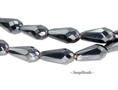 Noir Black Hematite Gemstone Black Faceted Teardrop 12x6mm Loose Beads 8 inch Half Strand (90146889-338)