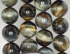 18mm Blue Tiger Eye Gemstone Hawk Eye Grade A Round 18mm Loose Beads 7 inch Half Strand (90186263-741)