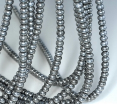 6x4mm Titanium Silver Iron Pyrite Gemstone Rondelle Loose Beads 15.5 inch Full Strand (90183781-404)