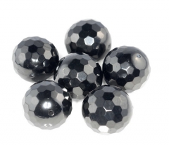 19mm Black Jet Gemstone Organic Micro Faceted Round Loose Beads 16 inch Full Strand (90186937-887)