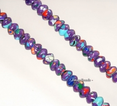 Matrix Turquoise Gemstone Purple Mosaic Rondelle Donut 8x5mm Loose Beads 15.5 inch Full Strand (90145296-211)