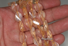 14x10mm Citrine Quartz Gemstone Twist Oval Loose Beads 7 inch Half Strand (90144250-B14-524)