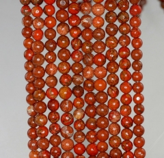 4-5mm Brick Red Jasper Gemstone Dark Brown Round Loose Beads 15 inch Full Strand (90184911-900)