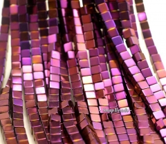 6mm Hematite Gemstone Purple Square Cube 6x6mm Loose Beads 7.5 inch Half Strand (90187854-338)