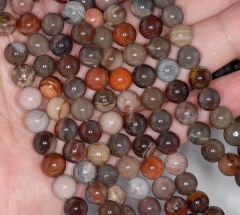 8mm Petrified Wood Agate Gemstone Grade AA Dark Brown Round 8mm Loose Beads 7.5 inch Half Strand (80000421-785)