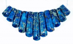 Blue Impression Japser Gemstone Blue Loose Beads Graduated Set 11 Beads (90146686-149)