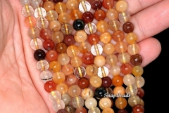 7mm Mixed Rutile Quartz Gemstone Gold Cream Brown Round 7mm Loose Beads 15.5 inch Full Strand (90145945-198)