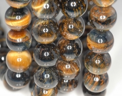 16mm Golden Blue Tiger Eye Gemstone Hawk Eye Grade AB Round Loose Beads 7.5 inch Half Strand (90186272-739)