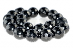 10mm Black Jet Gemstone Organic Micro Faceted Round Loose Beads 7 inch Half Strand (90186120-882)