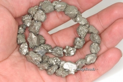 13mm-10mm Palazzo Iron Pyrite Gemstone Rugged Nugget Pebble Loose Beads 15.5 inch Full Strand (90144878-413)