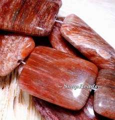 30MM Petrified Agate Gemstone, Copper Brown, Rectangle Cushion 30X22MM Loose Beads 6 Beads (10233373-58)