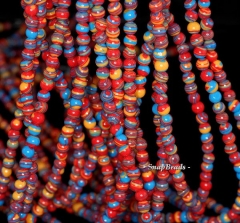 4mm Matrix Turquoise Gemstone Blue Red Round 4mm Loose Beads 15.5 inch Full Strand (90146386-154)