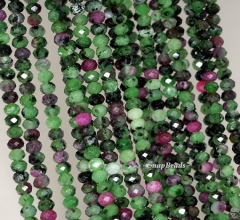 Ruby Zoisite Gemstone Grade A Faceted Rondelle 4x2.5mm Loose Beads 15.5 inch Full Strand (90181582-107-3g)