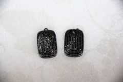 Black CZ Micro Pave 18x25mm Rectangle Tag Pendant