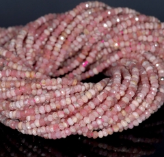 3x2mm Rhodochrosite Gemstone Pink Grade AA Fine Faceted Cut Rondelle Loose Beads 15.5 inch Full Strand (80001685-792)