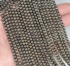 4mm Titanium Hematite Pyrite Tone Gemstone Round 4mm Loose Beads 16 inch Full Strand (80000374-784)