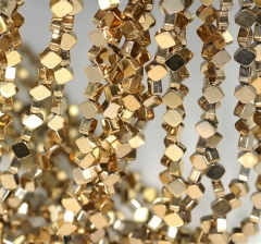 6mm 18K Gold Hematite Gemstone Diamond Square 6x6mm Loose Beads 16 inch Full Strand (90185605-842)