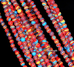 4mm Matrix Turquoise Gemstone Blue Red Round 4mm Loose Beads 15.5 inch Full Strand (90146386-154)